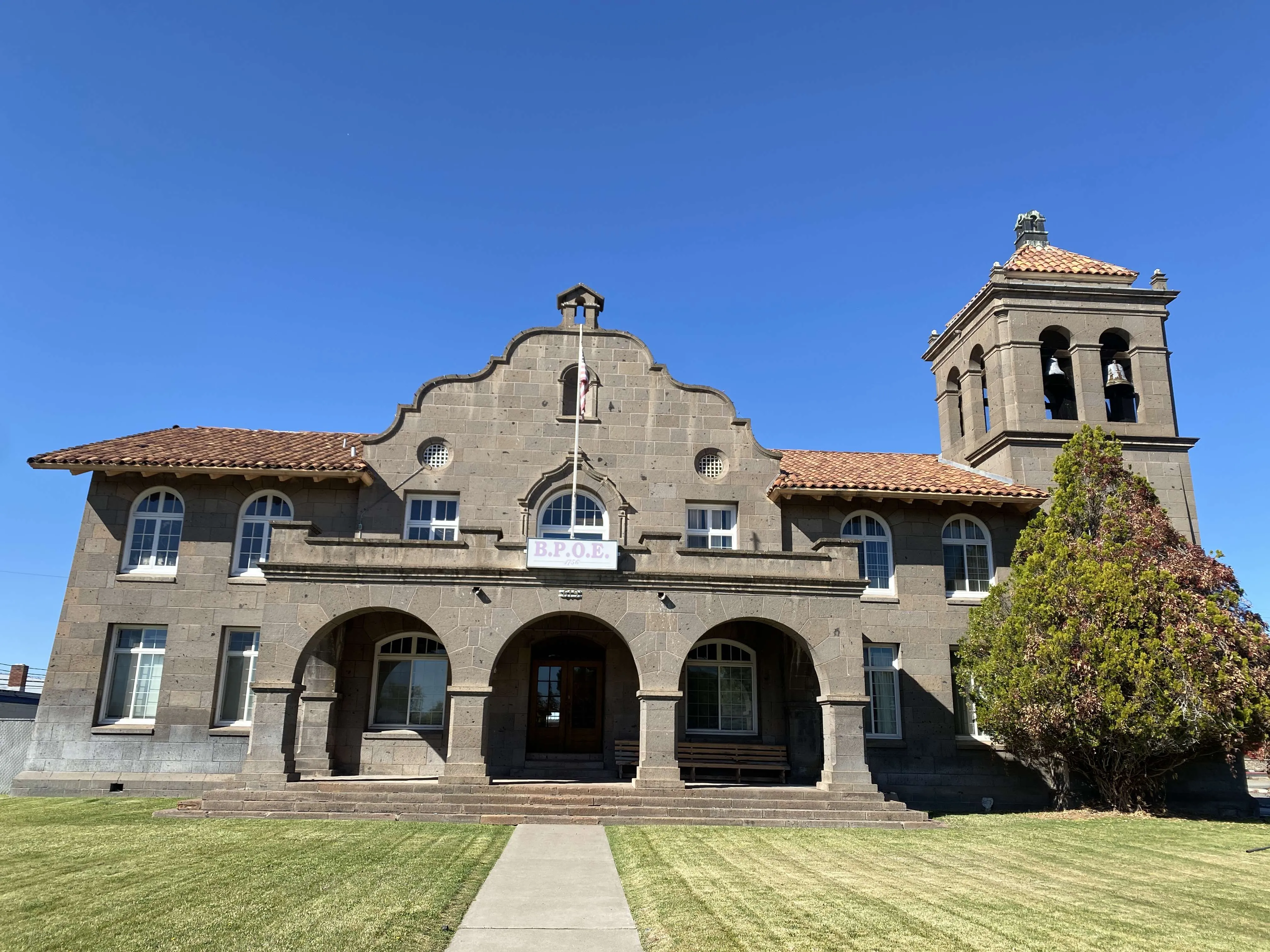 Mission Revival style building in Alturas, California, former NCO headquarters