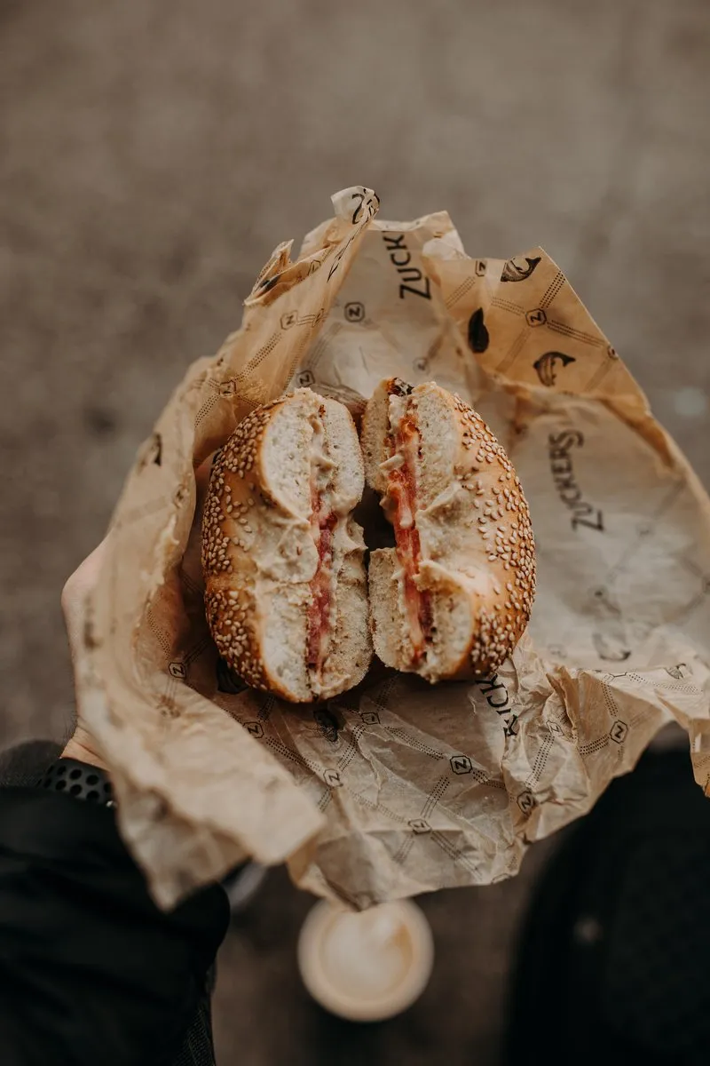 New York style bagel with lox and cream cheese, a famous NYC food