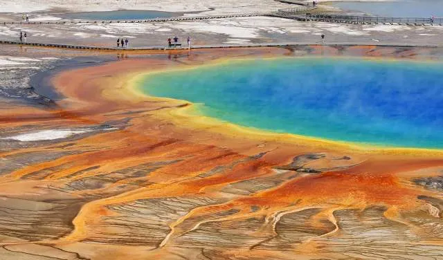 Old Faithful geyser erupting in Yellowstone National Park