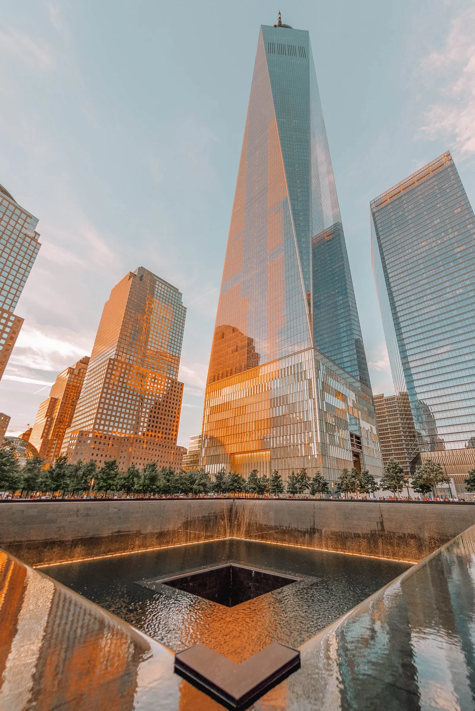 One of the reflecting pools at the 9/11 Memorial, marking the former World Trade Center site