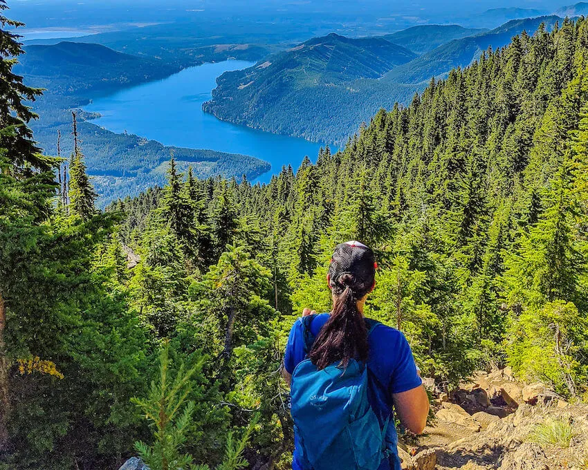 Panoramic view of mountains and valleys from Mount Ellinor trail in Olympic National Park