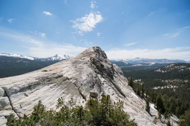 Panoramic view of Tuolumne Meadows from the summit of Lembert Dome, California hiking trip