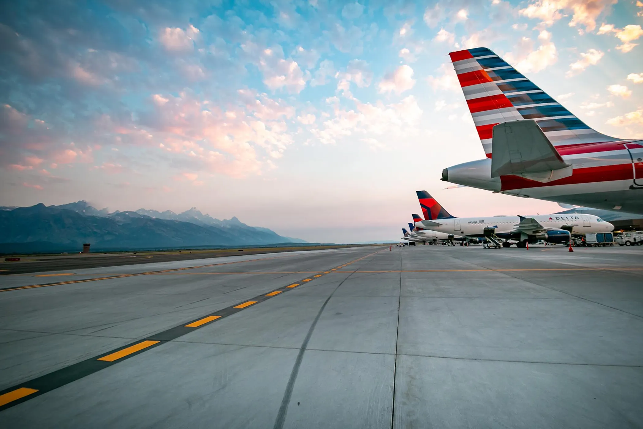 Planes parked at Jackson Hole airport