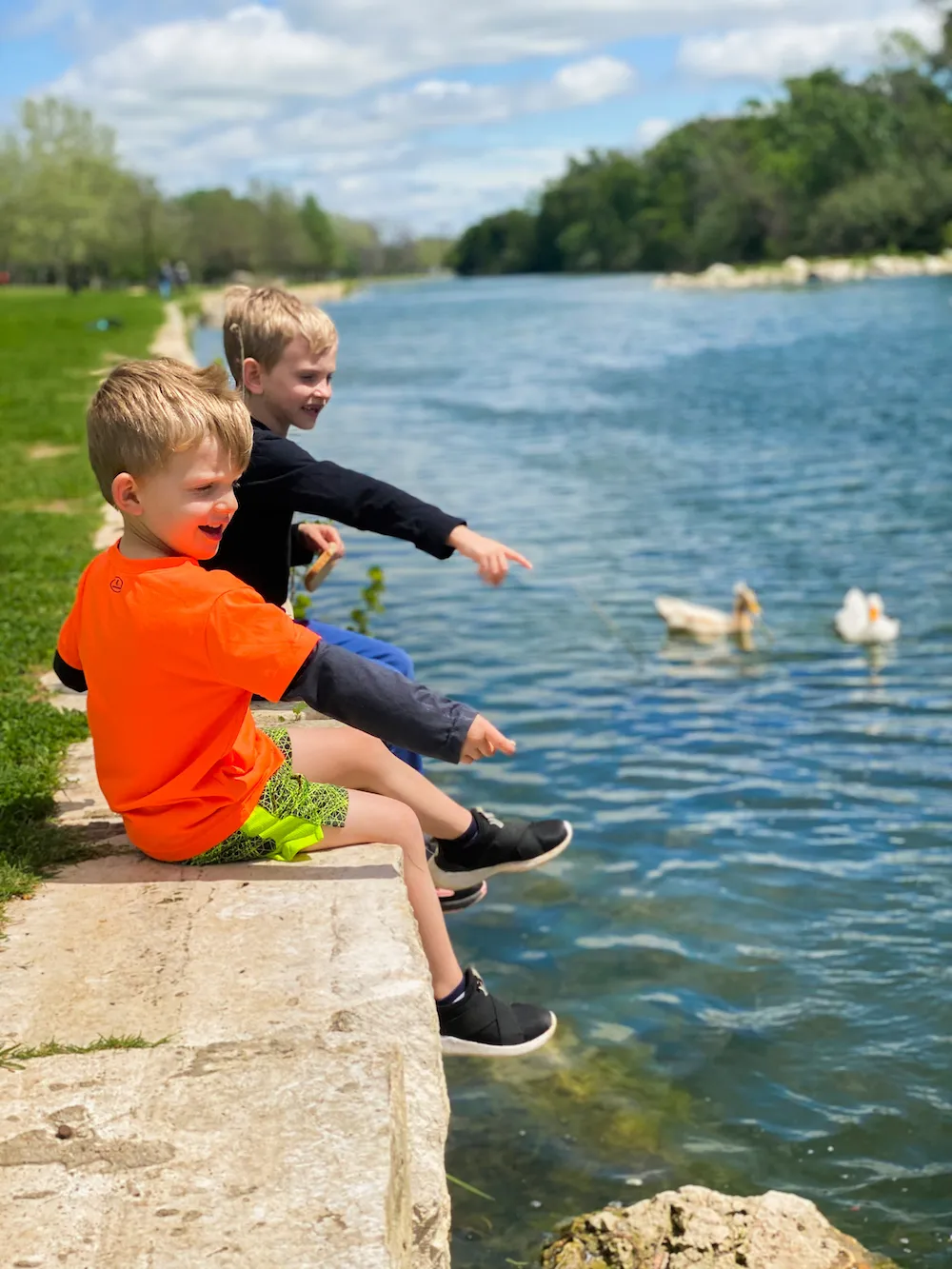 Playing at the Blue Hole swimming spot in Georgetown