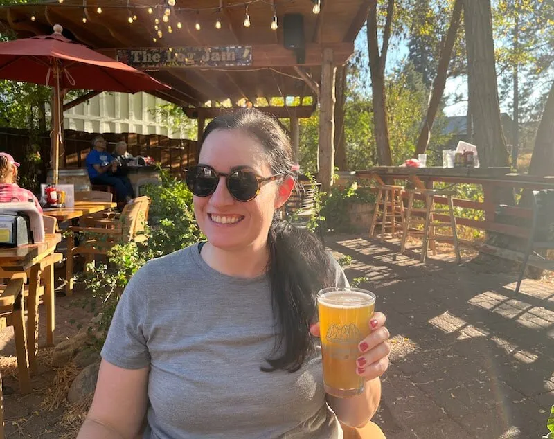 Riverside setting of Old Schoolhouse Brewery in Winthrop, a unique local spot