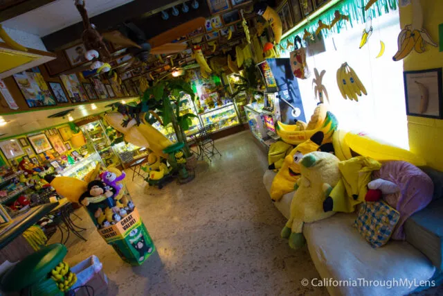 Room filled with banana-themed collectibles and items