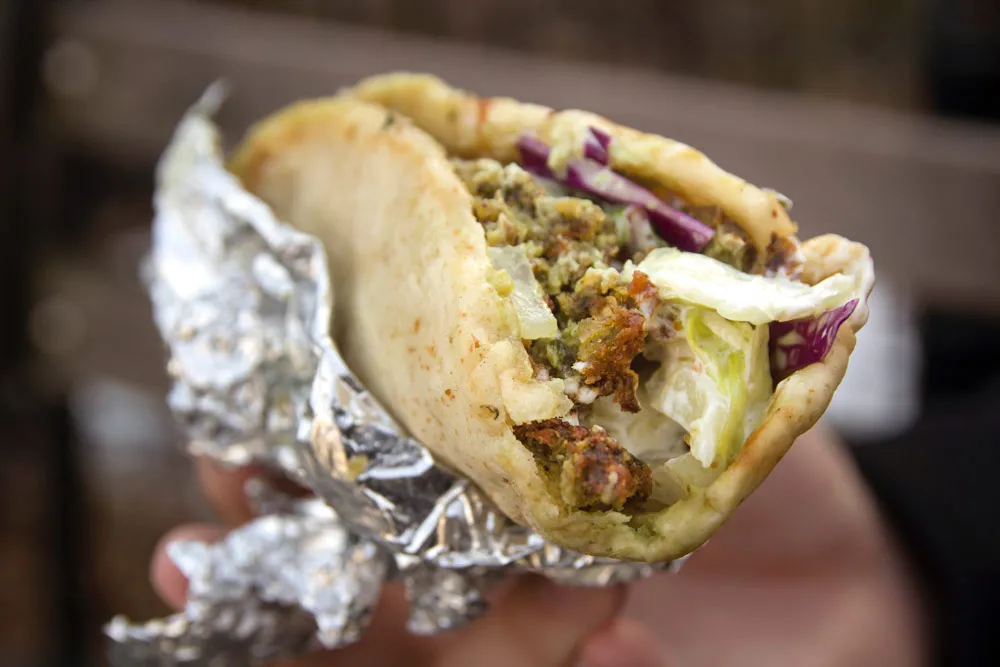 Sammy's Halal Food falafel sandwich in pita