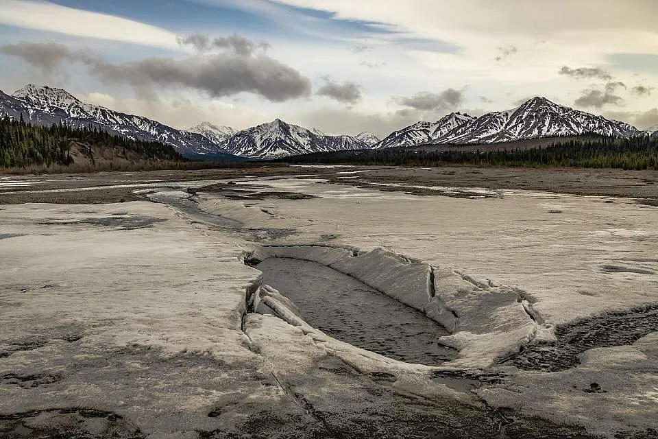 Savage River thawing in Denali National Park during an Alaska trip in May