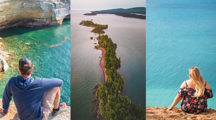 Scenic view of Sleeping Bear Dunes National Lakeshore at sunset