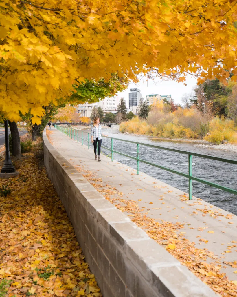 Scenic view of the Truckee Riverwalk area in Reno