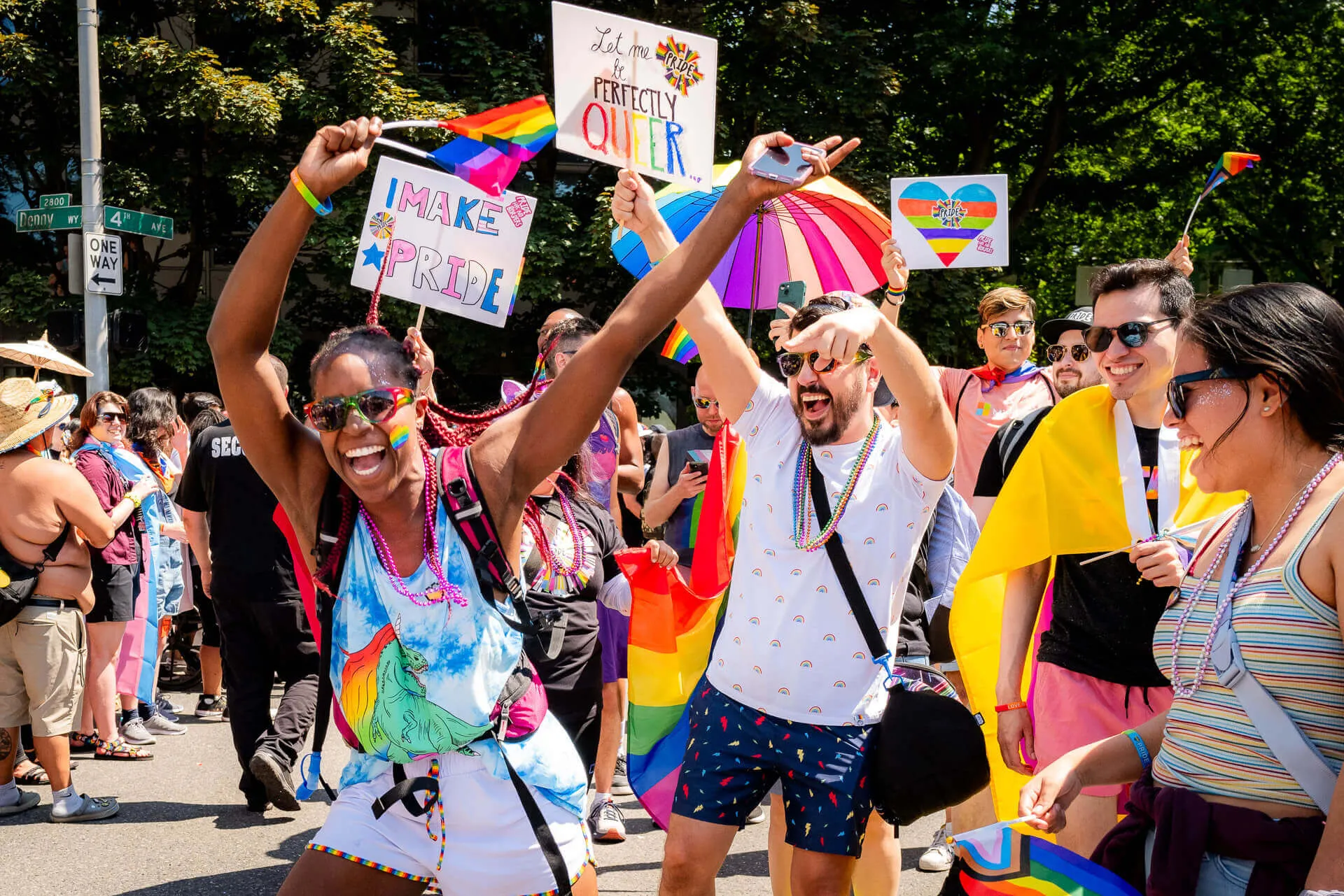 Seattle Pride Parade floats and participants