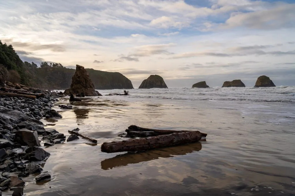 Secluded Crescent Beach in Ecola State Park, accessible via a hiking trail