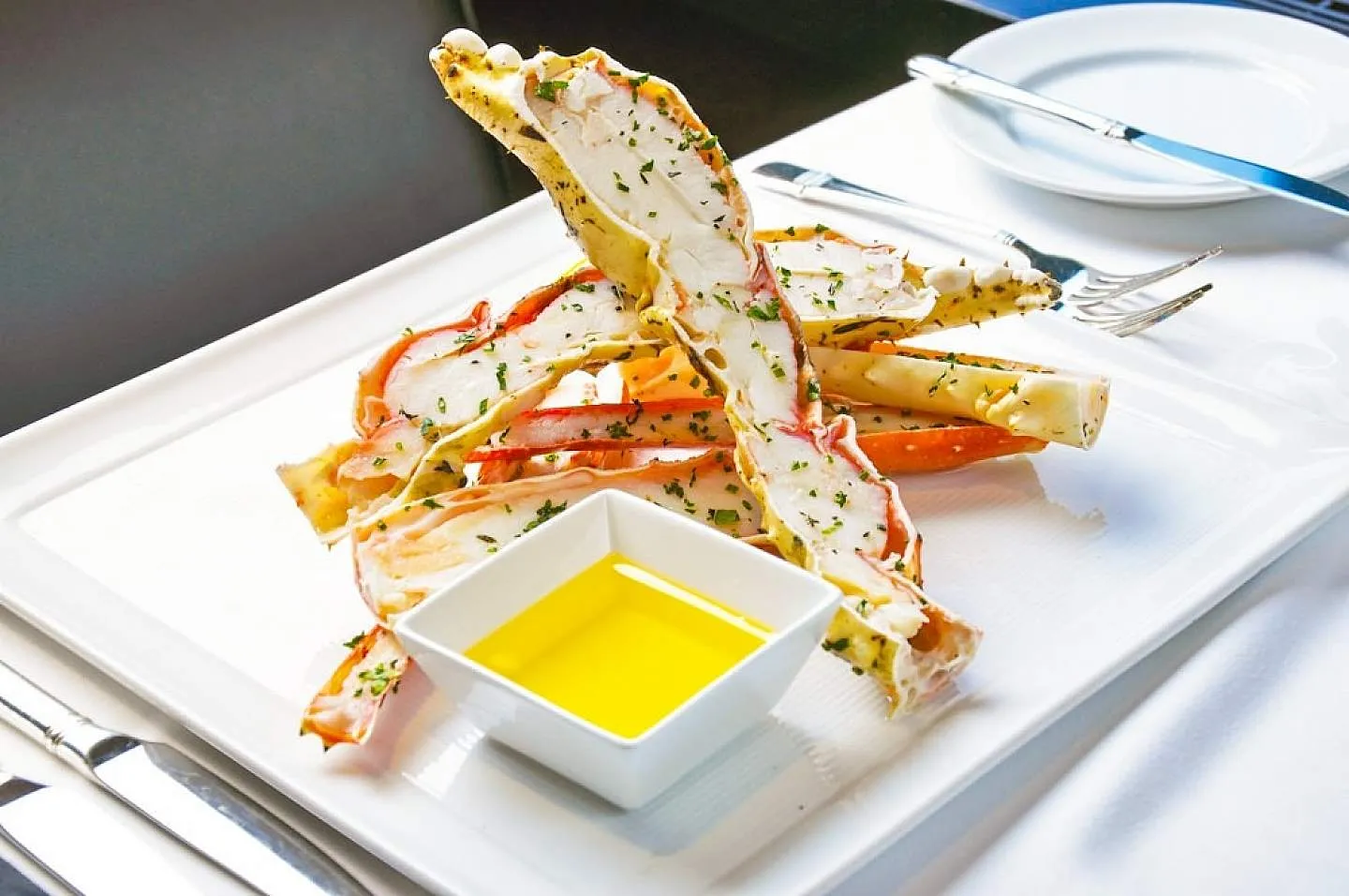 Serving delicious Alaskan king crab