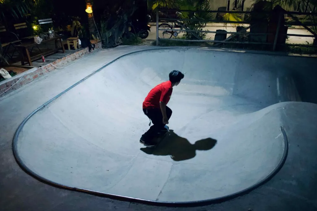 Skating activity at Faya Surf Bar