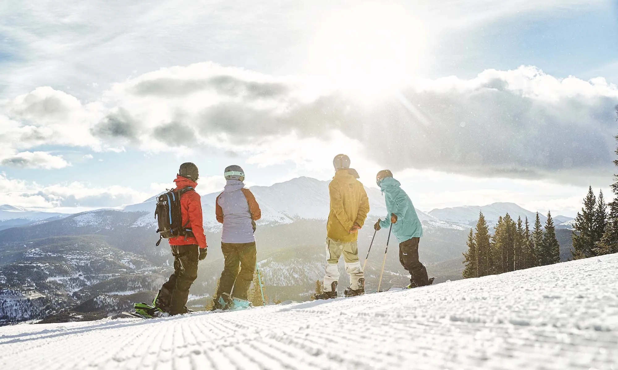 Skiers enjoying fresh snow at Breckenridge Ski Resort Colorado