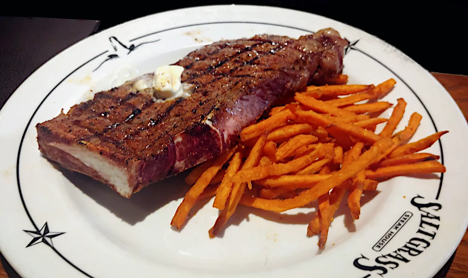 Snake River Farms Wagyu Strip steak, another view of a top cut available when deciding what to eat in san antonio texas
