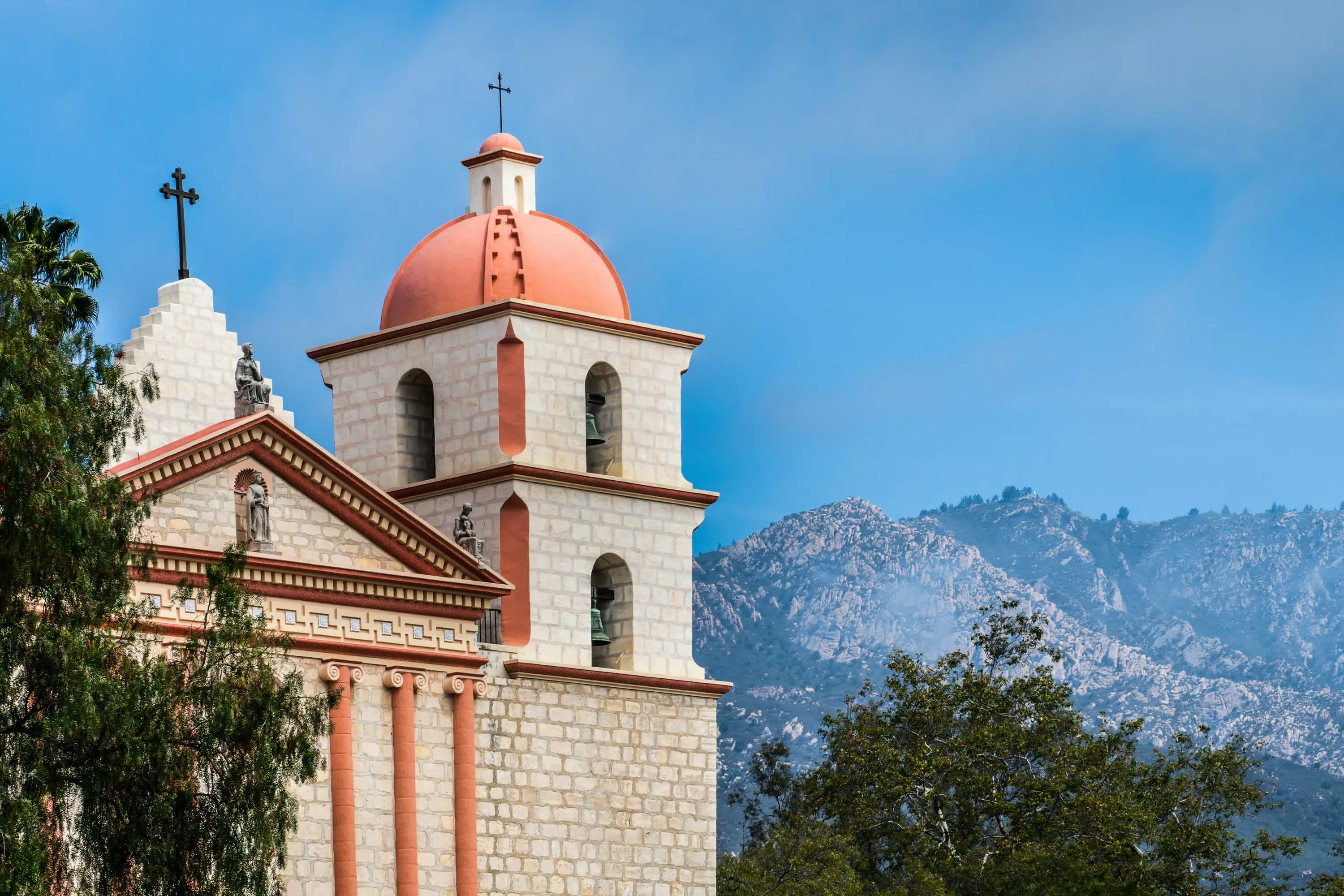 Spanish architecture on display in the form of the Santa Barbara Mission facade