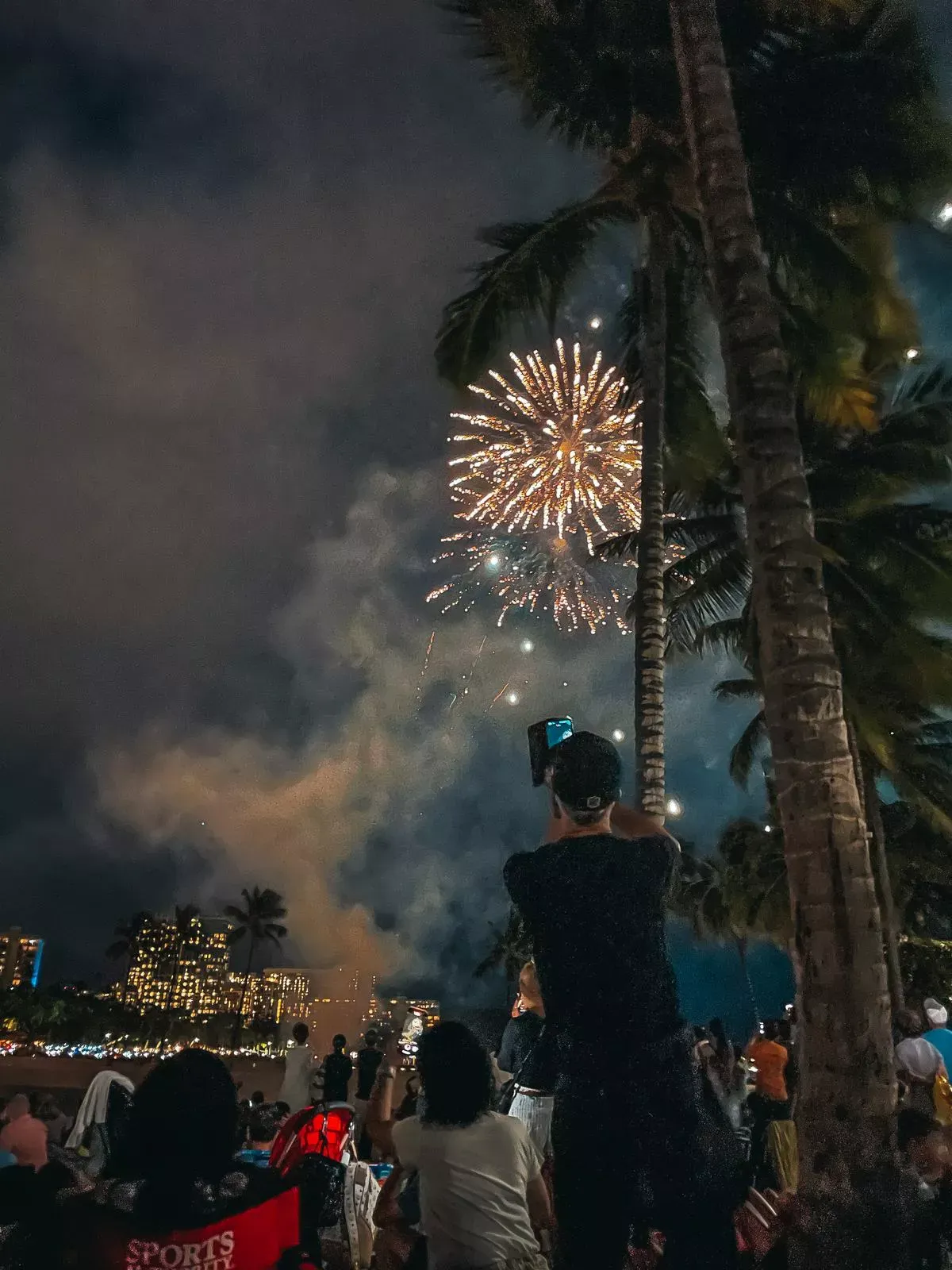 Spectacular fireworks show over Waikiki Beach