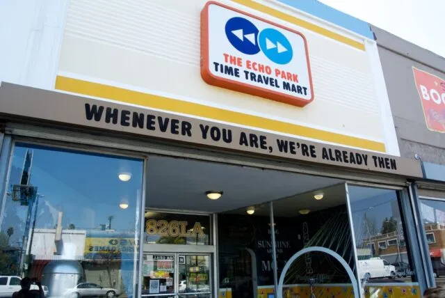 Store interior filled with quirky items like 'robot parts' and 'dinosaur eggs'