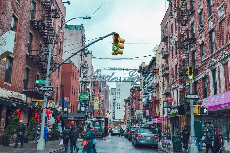 Street scene in New York City's Little Italy neighborhood