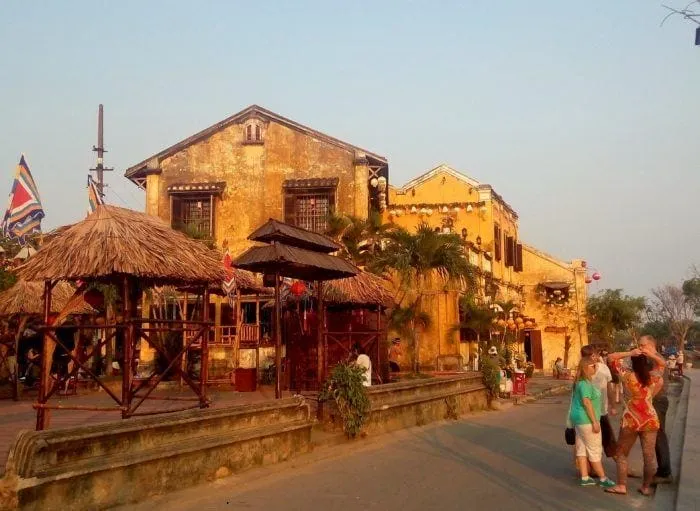 Street view of the charming ancient town of Hoi An with lanterns hanging, a popular tourist destination