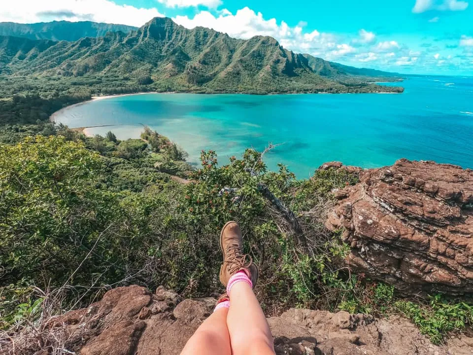 Stunning coastal view from the Crouching Lion hike on Oahu