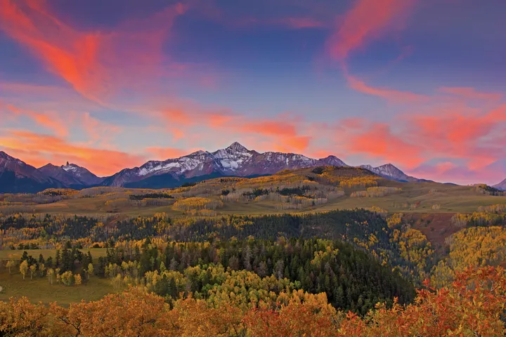 Stunning view of Wilson Peak in the fall near Telluride, Colorado