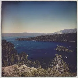 Summer view of Emerald Bay at Lake Tahoe, California, a stunning scene for the girl from road trip