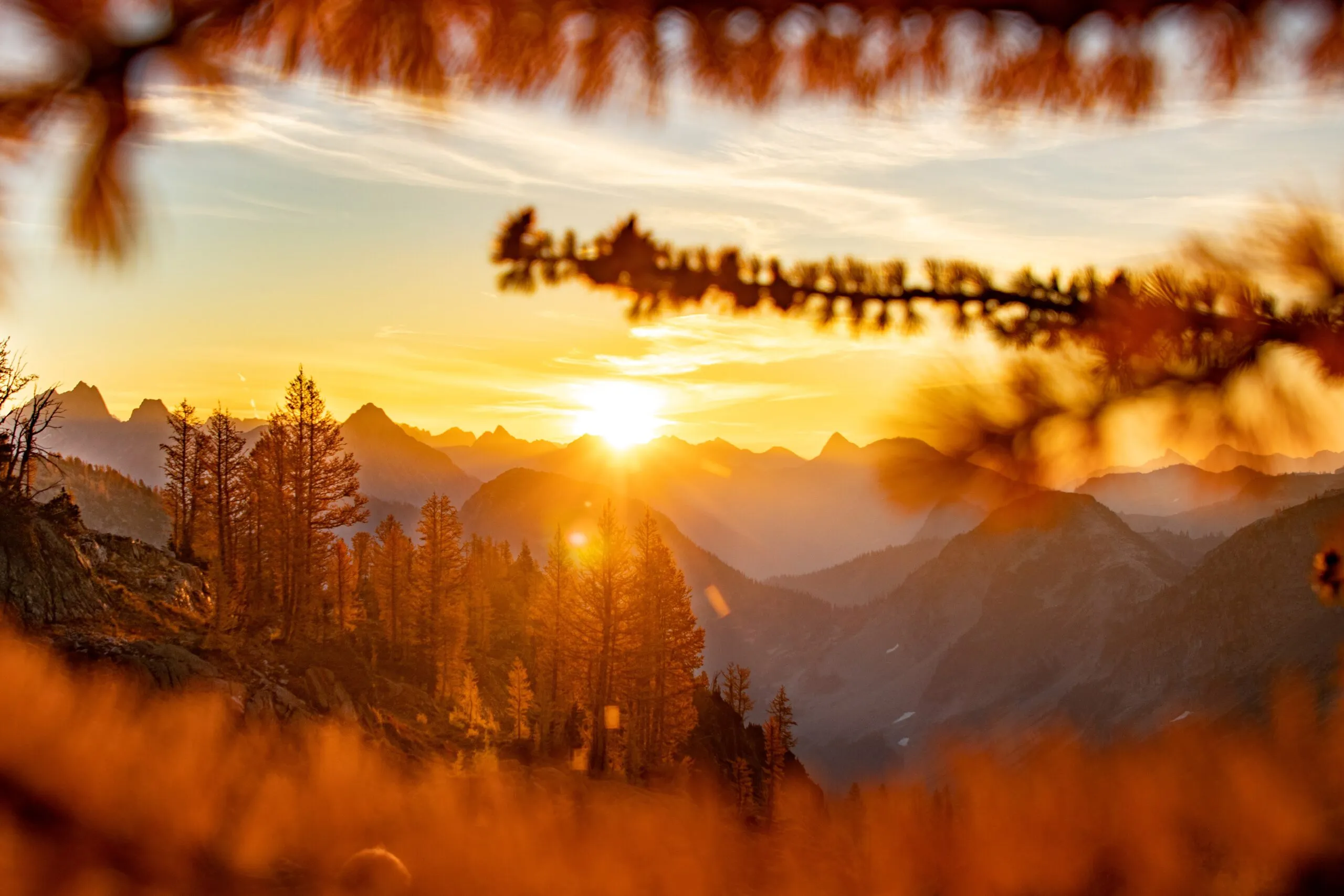 Sunrise over the North Cascades near Lewis and Wing Lakes, Washington