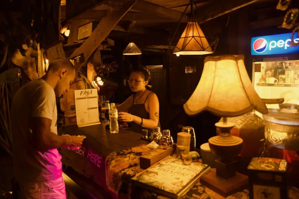 The bar area at Faya Surf Bar