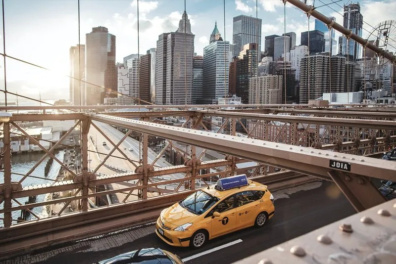 The Brooklyn Bridge spanning the East River, an iconic New York City landmark