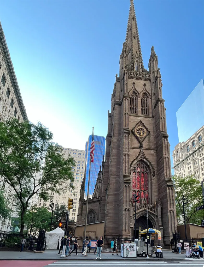 The facade of Trinity Church on Wall Street