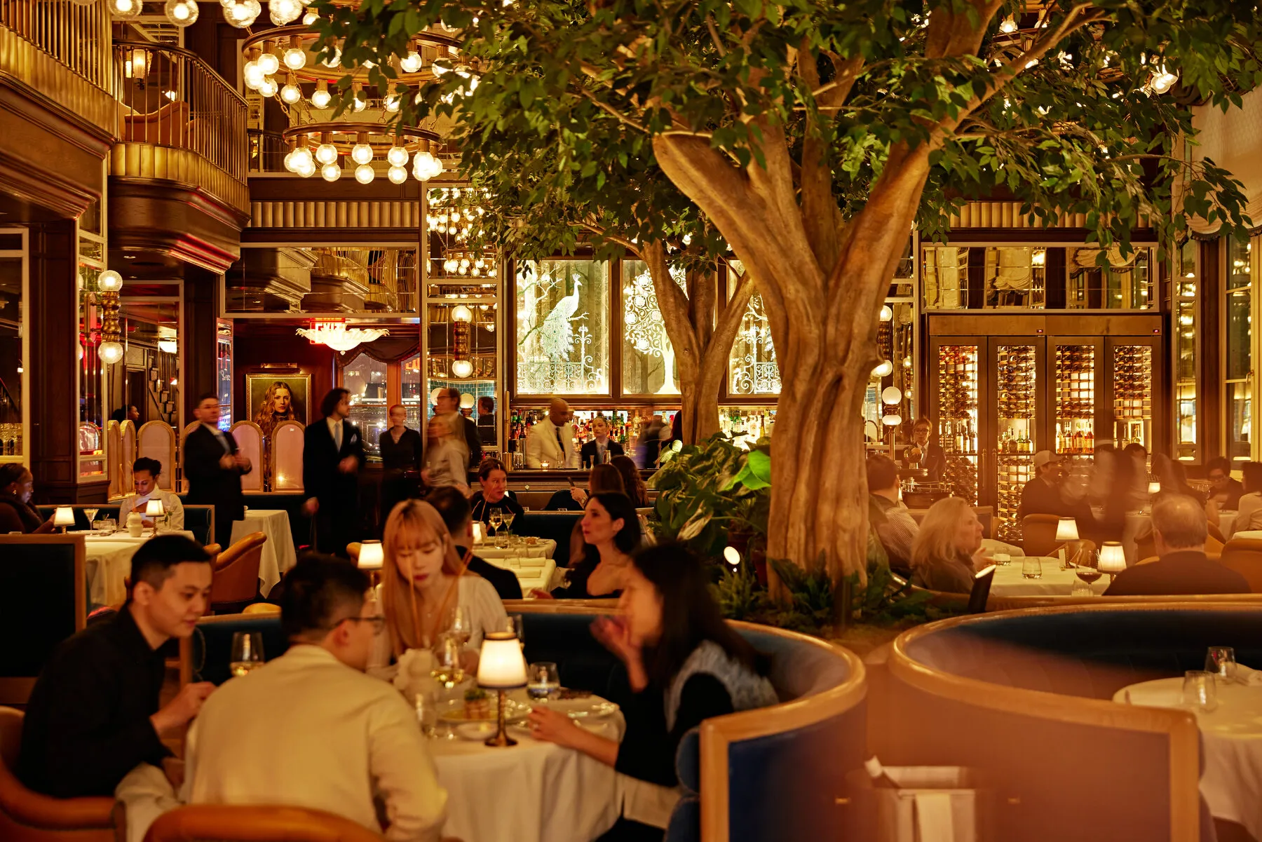 The formal dining room at Café Carmellini, featuring elegant decor and seating arrangements, highlighting the sophisticated ambiance.