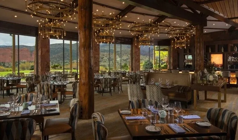 The Grand View dining room at the Garden of the Gods Resort.