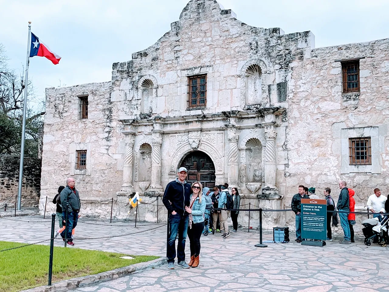 The historic Alamo church facade in San Antonio, a crucial stop when traveling to Texas