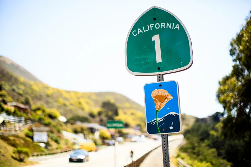 The iconic Highway 1 winding along the rugged coastline of Big Sur California