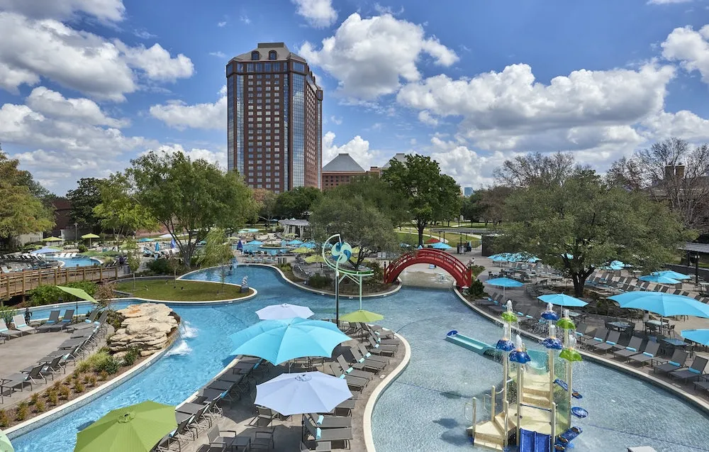 The JadeWaters pool area at the Hilton Anatole in Dallas