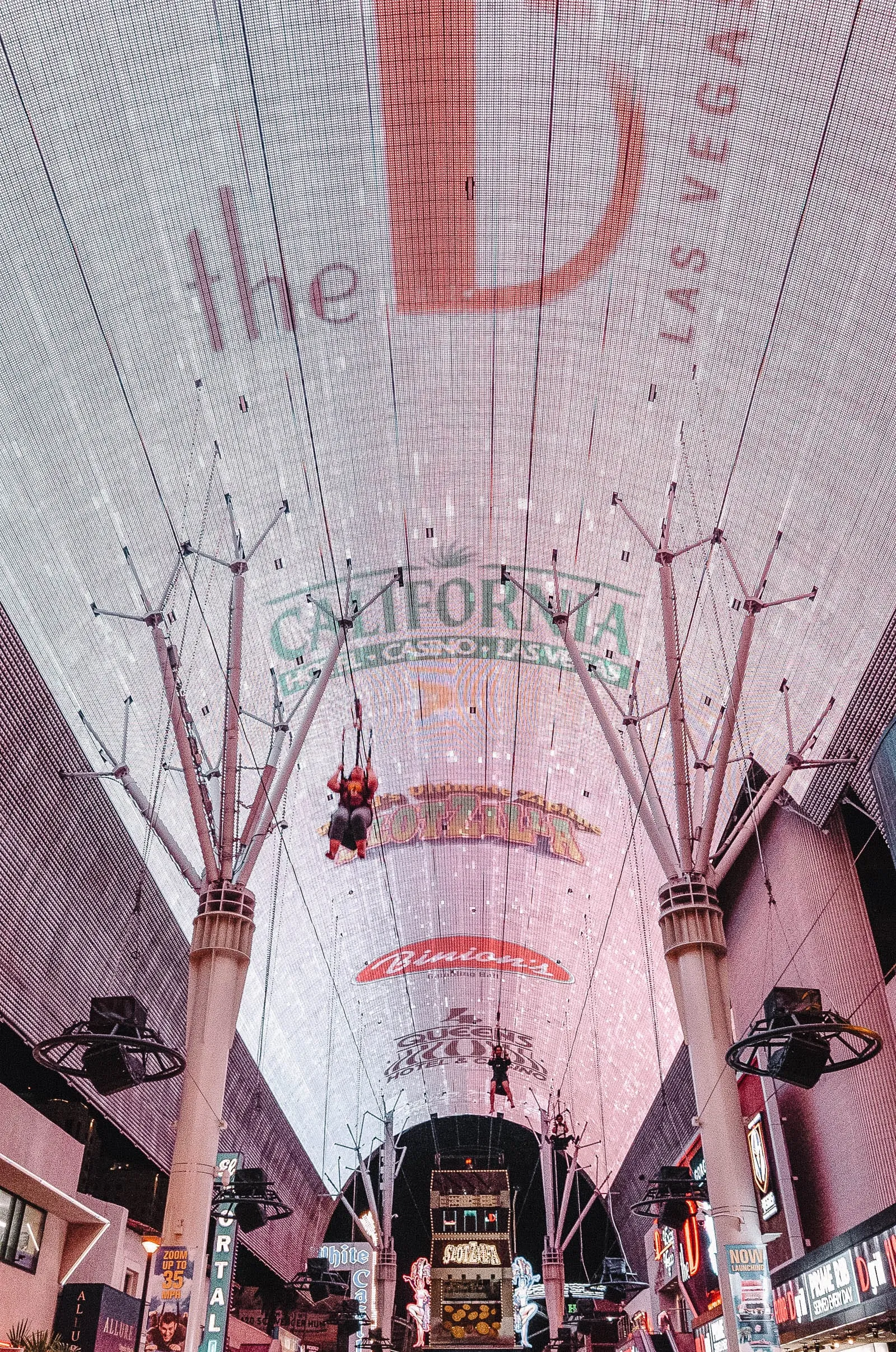 The massive Viva Vision light canopy covering Fremont Street Experience