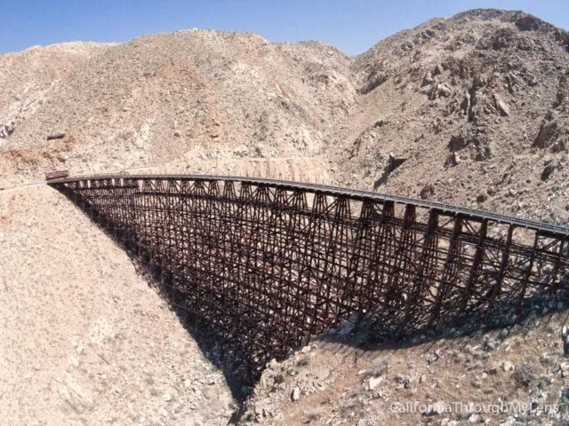 The massive wooden Goat Canyon Trestle spans a desert canyon in Southern California