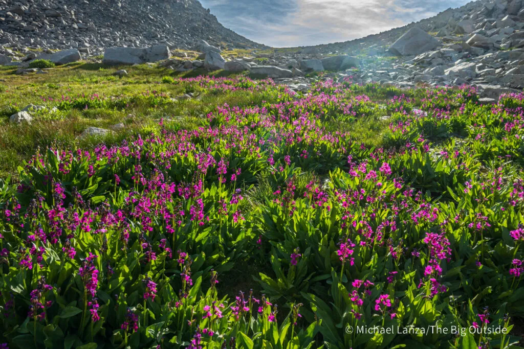 The ramp from Pyramid Lake to Hailey Pass in the Wind River Range, Wyoming.