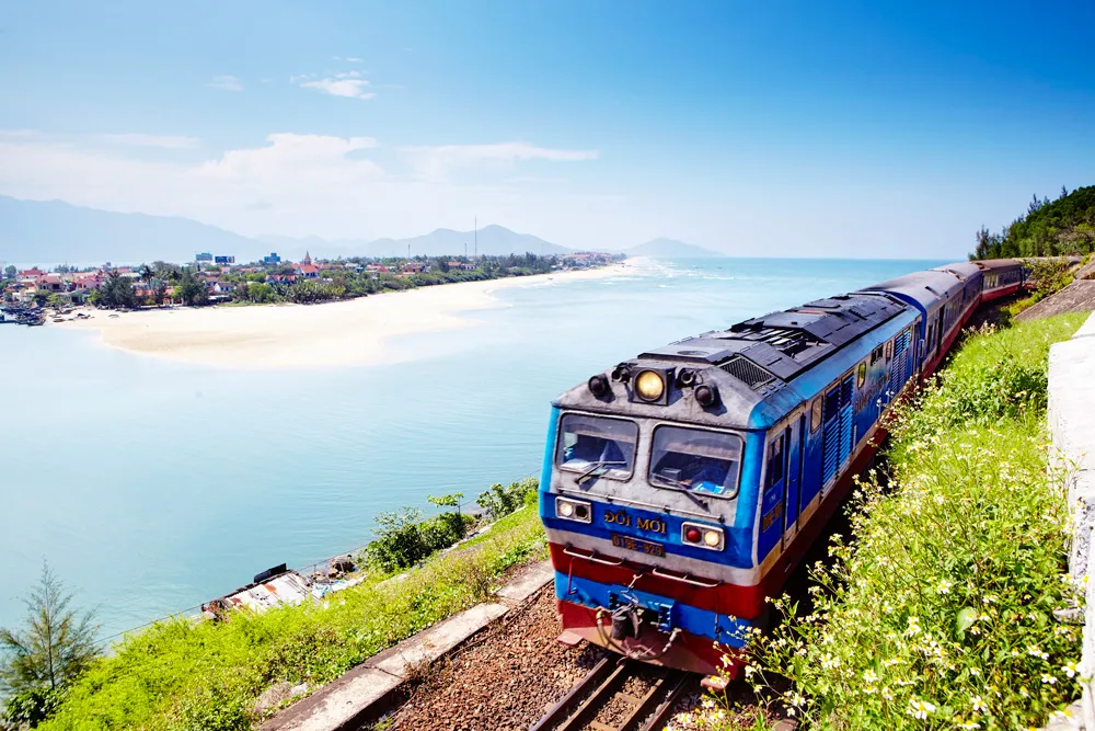 The scenic train route from Da Nang to Hue, offering stunning coastal views in Vietnam
