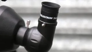 The side profile of the star diagonal on the Celestron Inspire 100AZ budget amateur astronomy telescope