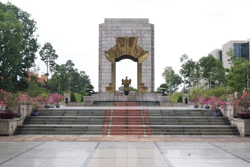 The solemn Ho Chi Minh Mausoleum complex in Hanoi is a key historical attraction among places to visit in Vietnam