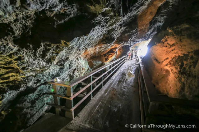 Tourists descending into Sunny Jim's Cave in La Jolla