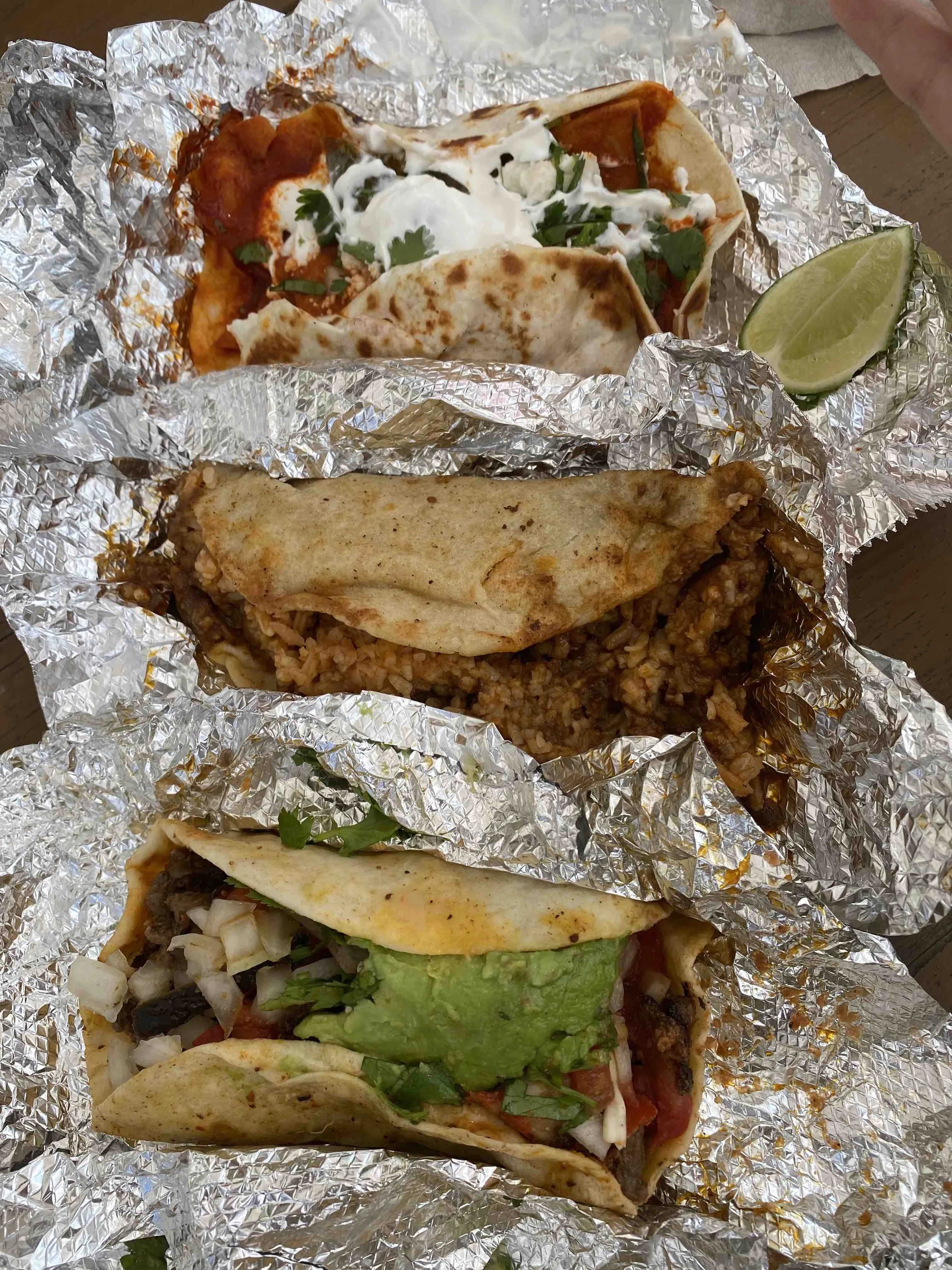Variety of tacos with fresh ingredients from Granny's Tacos