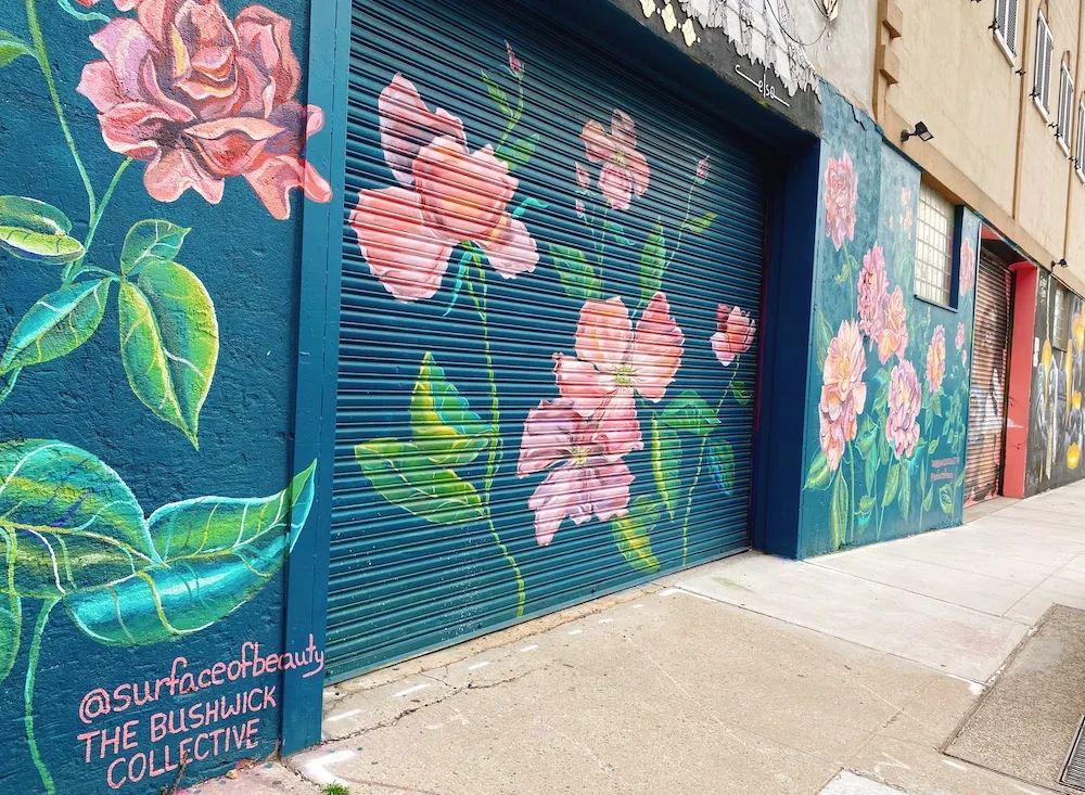 Vibrant street art mural in Bushwick, part of the unique arts scene and things to do in Brooklyn.
