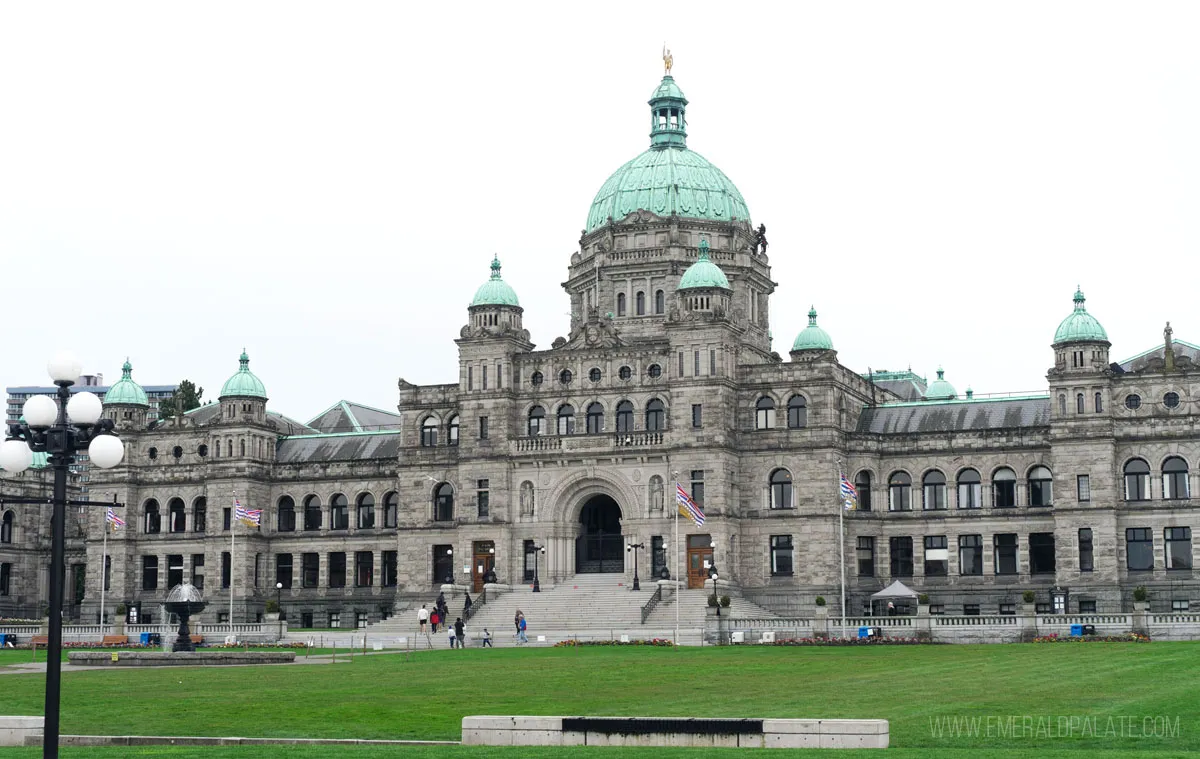 Victoria, BC legislative building viewed from the Inner Harbour