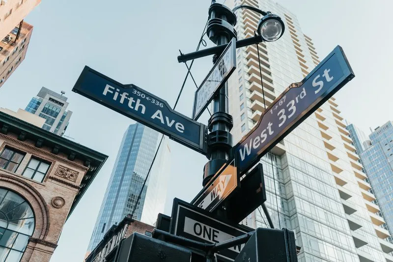 View down Fifth Avenue in New York City, famous for luxury shopping and landmarks