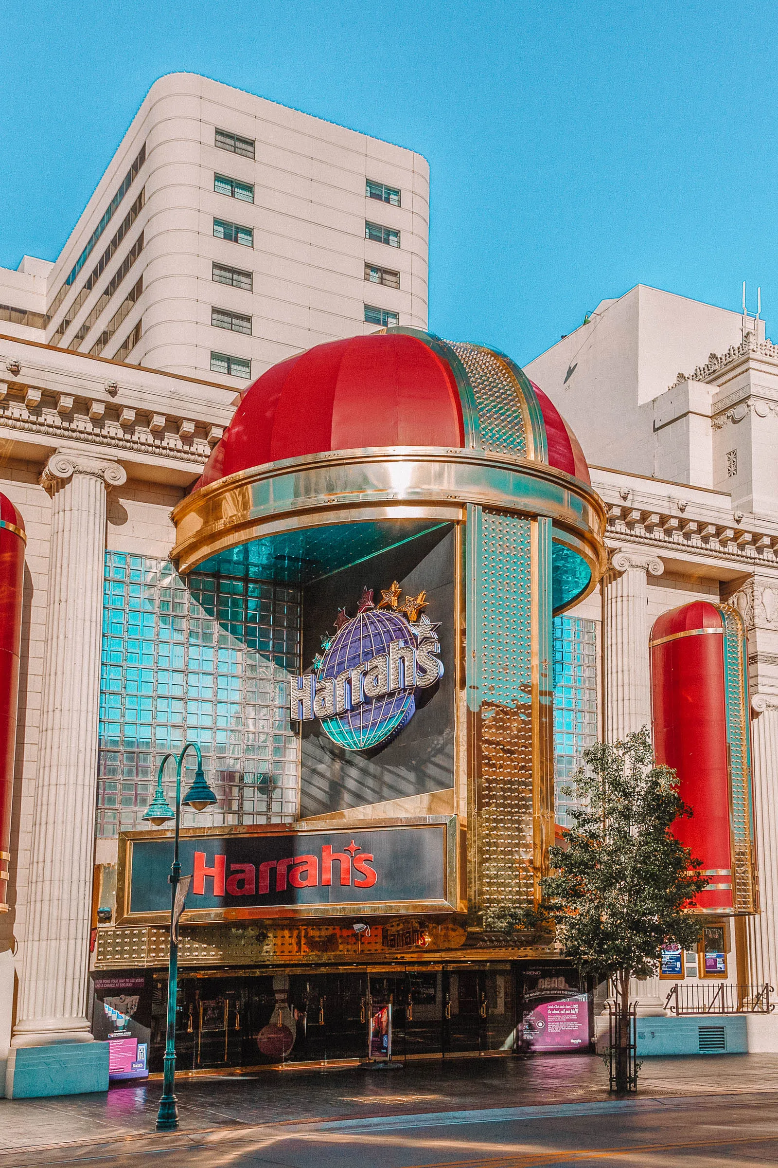 View of a large casino building in downtown Reno
