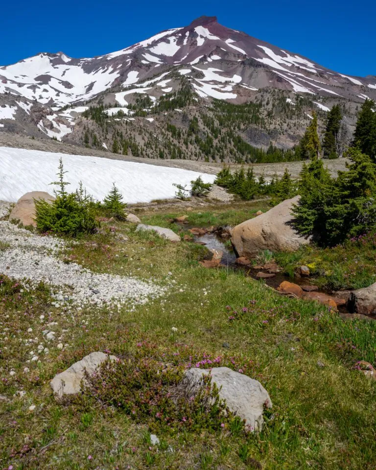 View of Broken Top mountain from the Green Lakes Trail